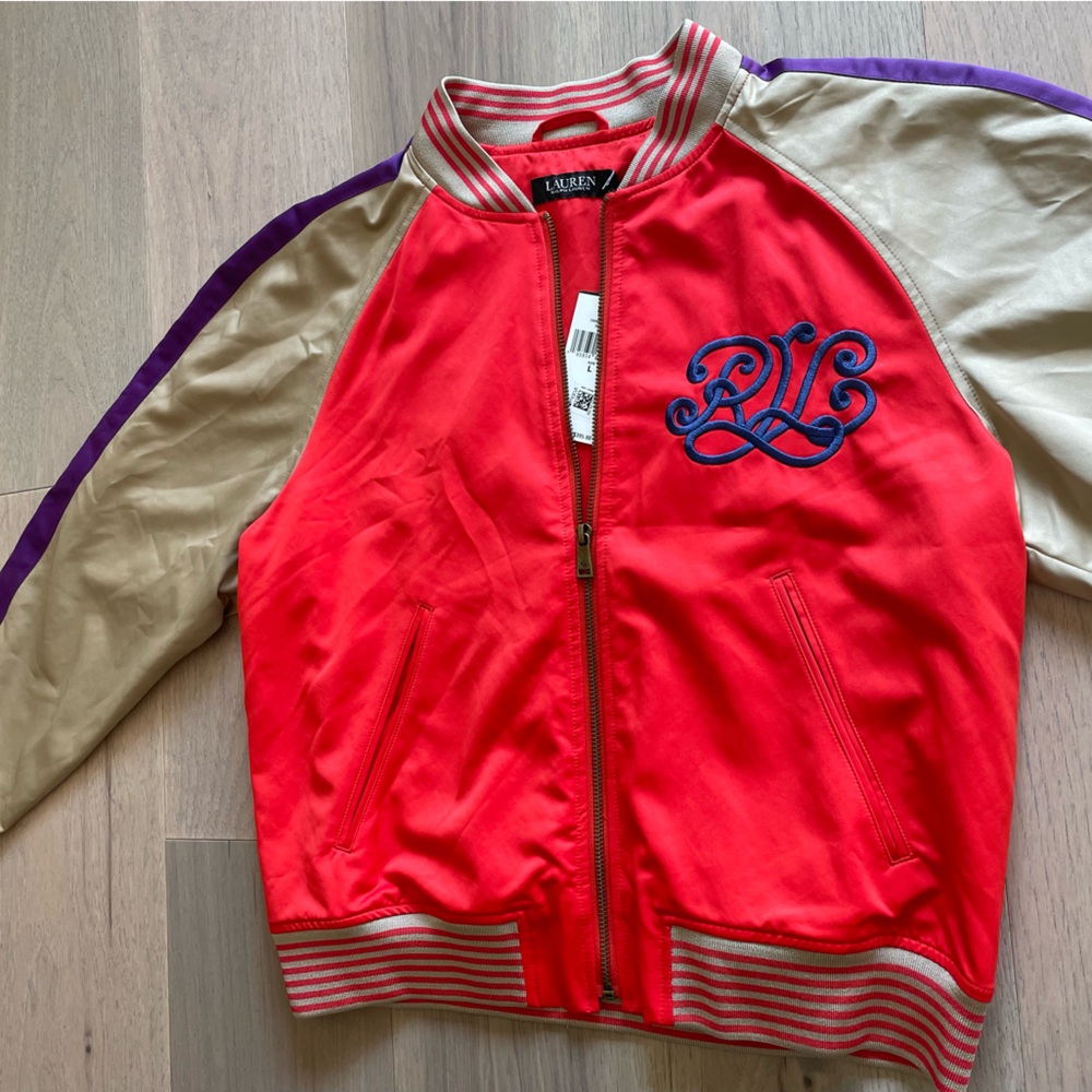 Ralph Lauren Embroidered Satin Bomber Jacket - Picture 9 of 15